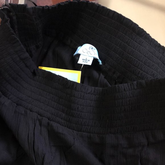 CeCe Smocked Waist Tiered High/Low Midi Skirt Black Large - Picture 7 of 9